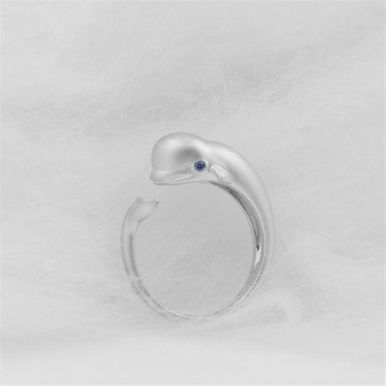 sterling silver beluga whale ring