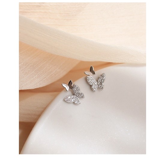 sterling silver double butterfly earrings