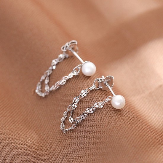 pearls and chains sterling silver earrings