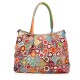 spring flower patchwork genuine leather handbag