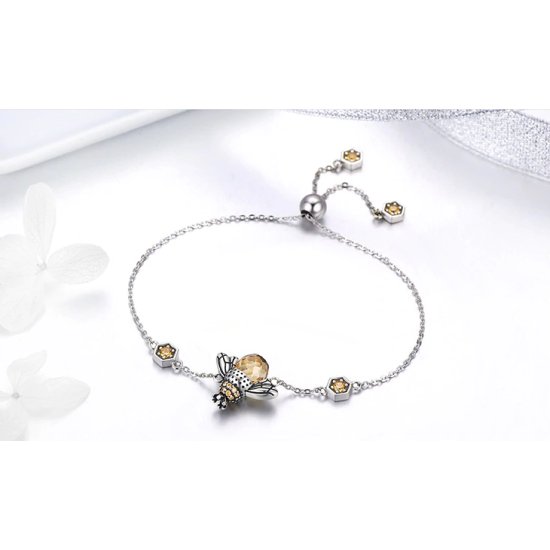 dancing bumble bee sterling silver bracelet